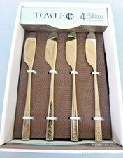Towle 4 Piece Set Spreaders Knives Forged Stainless Steel Hammered Handles New picture