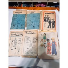 Vintage 70s Simplicity McCalls Sewing Pattern Lot Toddler Kids Boho Retro 6pc picture