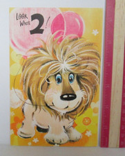 FUN LION Vintage Sincere Regards Birthday Greeting Card 1960's OS14 picture