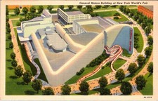 1939 GENERAL MOTORS BUILDING NEW YORK WORLD'S FAIR VINTAGE LINEN POSTCARD picture