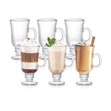 ZENFUN Set of 6 Irish Coffee Mugs, 8 Oz Glass Footed Espresso Cups with Handl... picture