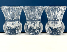 Set of 3 Vintage Clear Pressed Glass Taper Candle Holders picture