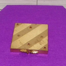 Vintage - Gold Toned Metal Volupte Make Up Container W/ Hinged Lid & Mirror picture