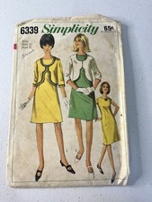 Simplicity VTG 6339 Miss Sz 10 Bust 31 1965 One-Piece Dress And Jacket - Cut picture