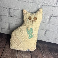 Vintage Handmade Patchwork Cat Plush Primitive Folk Art Farmhouse Decor picture