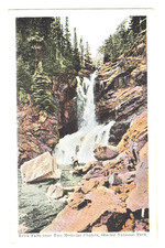 Postcard 1923 White Border Trick Falls Two Medicine Chalets, Glacier Natl Park picture