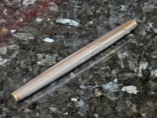 Vintage Parker 75 Cisele Flat Top Sterling Silver Fountain Pen With 14K Gold Nib picture