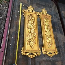 Vintage Pair MCM Brass Toned Wall Accents Syroco 7221 20 X 6 In Each picture