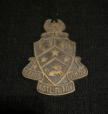 VINTAGE Phi Kappa Tau fraternity original crest metal plaque, 4