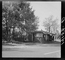 Photo:Long Lake New York 1940 Roadside Fur Stand Woods Truck FSA picture