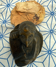 Japanese Carved vintage Netsuke-Style Kappa with “peace across the land” scroll picture