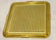 Amber Glass Refrigerator Cover Ribbed Tray Vintage MCM picture