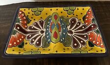 Mexican Talavera Serving/Relish Dish Tray Dividers Clay Handpainted 9x6 picture