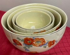 Vintage Hall's Superior Quality China Orange Poppy Nesting Bowls 4 pc Set picture
