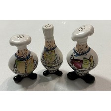 Vintage Mud Pie Franz S Flickinger Chef Spice Shakers Set of 3 Ceramic Bistro picture