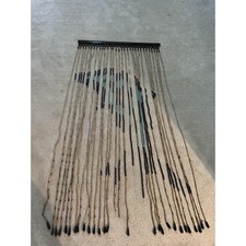 Vintage 1970s Bamboo Beaded Curtain Macrame Boho 36x72