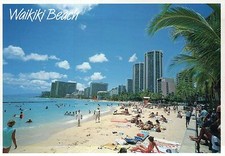 Waikiki Beach Honolulu Hawaii, Swimming, Vacation in Paradise, HI --- Postcard picture