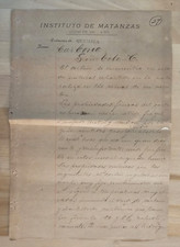 RARE  Letter 1900 Chess Legend Jose Raul Capablanca SCHOOL MATANZAS SIGNED ESSAY picture
