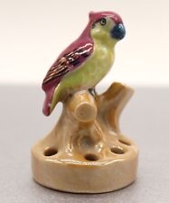 Vintage Lustreware Pottery Flower Frog Parrot/ Cockatoo Figurine Japan 2 3/4