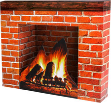 Christmas Cardboard Fireplace Prop- 3D Artificial Red Brick Cardboard picture