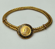 Smith College Seal Bangle Bracelet Gold Tone Double Snake Chain Lasso Loop picture