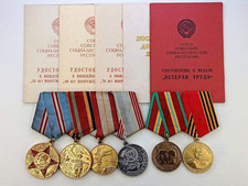 Soviet Russian Set Medals of Veteran WW2 and Army USSR. Documents picture