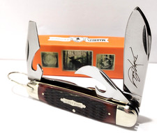 Marbles Scout King Dave Canterbury Brown Jigged Bone 4 Blade Pocket Knife Boy picture