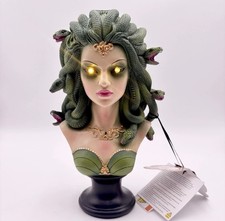 Spooky Night Medusa Bust Light Up LED Eyes Greek Mythology Statue Green Gold NEW picture