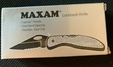 Maxam Falcon VII Lockback Folding Pocket Knife SK7473 with Black Leymar Handle picture