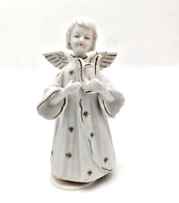 Vintage Schmid Bros Musical Angel Rotating Figurine Silent Night Harp Stars Gold picture