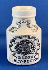 GREY POUPON Dijon Mustard Jar Ceramic Antique 1900 France Digoin & Sarreguemines picture