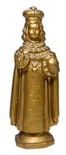 4.75 Inch Infant of Prague Religious Gold Statuette Metal Catholic Decor Collect picture