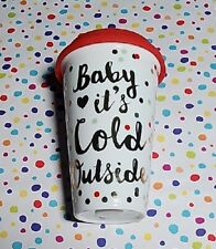 EXC. COND. Paperchase Fine Porcelain Baby It's Cold Outside To-Go Mug W/ Lid. picture