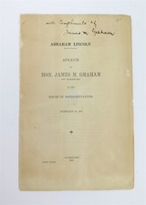 Antique 1913 Lincoln Speech Pamphlet Signed James M. Graham Illinois Congress picture