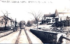 MAIN STREET FAKE TROLLEY stephensville wi real photo postcard rppc wisconsin picture
