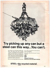 1971 Tinplate Producers Print Ad, Steel Cans Industrial Magnet Pile Recycled picture