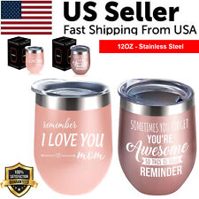 MOTHERS DAY Wine Tumbler Sip Lid Double Wall Stainless Steel Insulated Glass USA picture