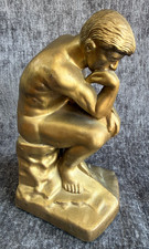 Ceramic Sculpture VTG Thinking Man THE THINKER MCM BOOKENDS Figure Dated 1928 picture