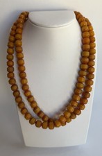 41-Inch Hand-Strung Amber Mala Bead Necklace— 107 Beads — Opaque Orange picture