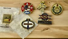 Lot Of 6 Vintage Pins, Lapel Or Hat Pins, Holiday Hero, Firefighter, Angel, Etc picture