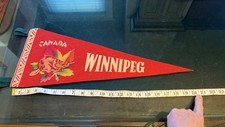 Vintage Winnipeg Canada Felt Pennant 22” Beaver Maple Leaves Souvenir picture