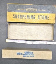 Vintage Norton Washita Oilstone Sharpening Stone 6 Inch Boxed WB-6 Made in USA picture