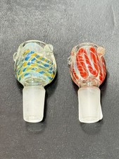 2x 18mm Male Glass Bowl - Heavy & Thick Clear Glass with a Swirl Design picture