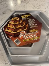 Vintage Wilton Performance Pans Hexagon Cake Pan Set 6 9 12 15” Aluminum 4 Pc picture