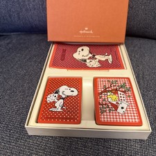 Vintage 1965 Snoopy & Woodstock Playing Card Double-Deck + Score Pad Bridge Set picture