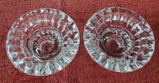 Vintage Clear Glass Candle Holders Pair Faceted Rim Taper Holders picture