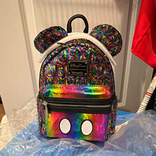 Loungefly Disney Parks Mickey Mouse Sequin Mini Backpack Rainbow picture