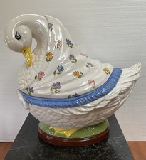 Vintage Majolica Mother Goose Soup Tureen Cookie Jar Hand Painted 13