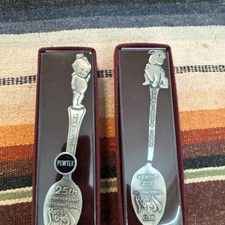 2 VTG Rose O’Neill 5” Kewpie Spoon Pewter 25th Anniversary Kewpie Zoo 1992 1993 picture