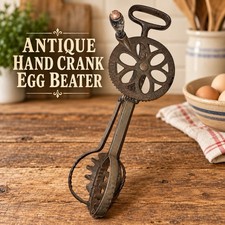Antique 1869 Patent Cast Iron Hand Crank Egg Beater Primitive Kitchen Tool picture